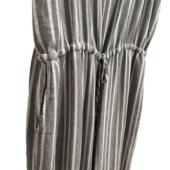 Rails Brooklyn Linen Blend Grey and White Striped Cropped Jumpsuit Size S - Picture 5 of 11
